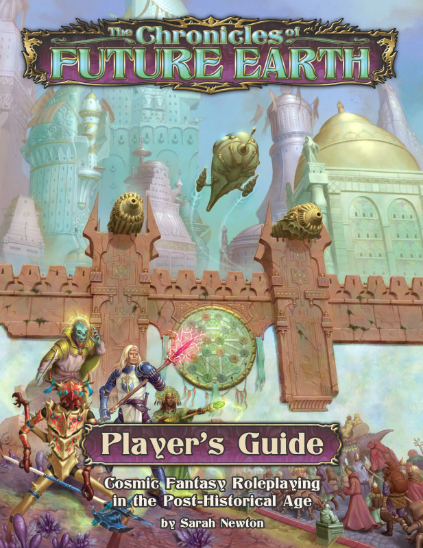 L'illustration de couverture de The Chronicles of Future Earth RPG (jdr) de Sarah Newton, motorisé par FATE RPG